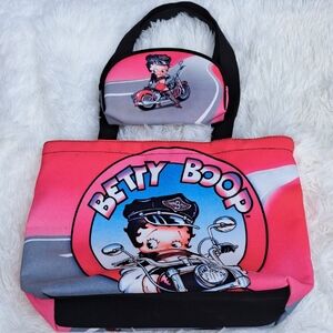 Betty Boop Pink Motocycle Tote Bag with Matching Pouch